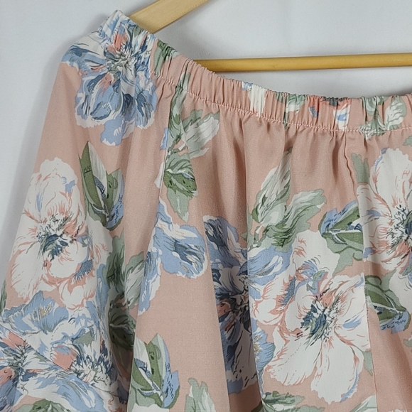 Pink Floral Off Shoulder Bellsleeve - Picture 7 of 10